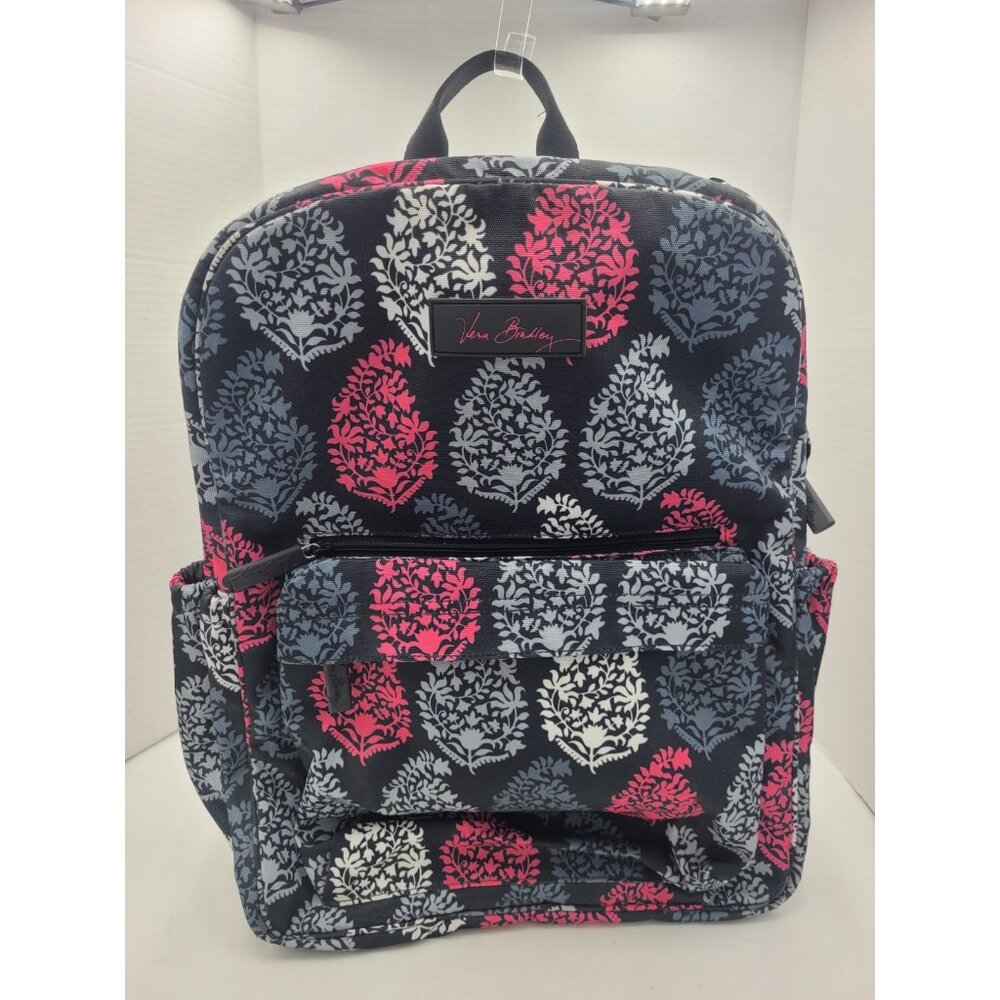 Vintage Large Vera Bradley Backpack Damask Pink Pattern - for Travel or Campus